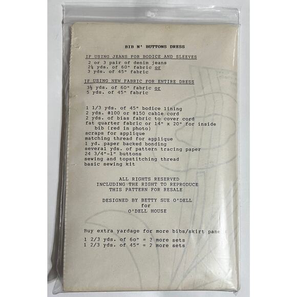 NEW O'Dell House Dress for all Seasons- Bib's and Buttons Dress Pattern - Picture 2 of 2